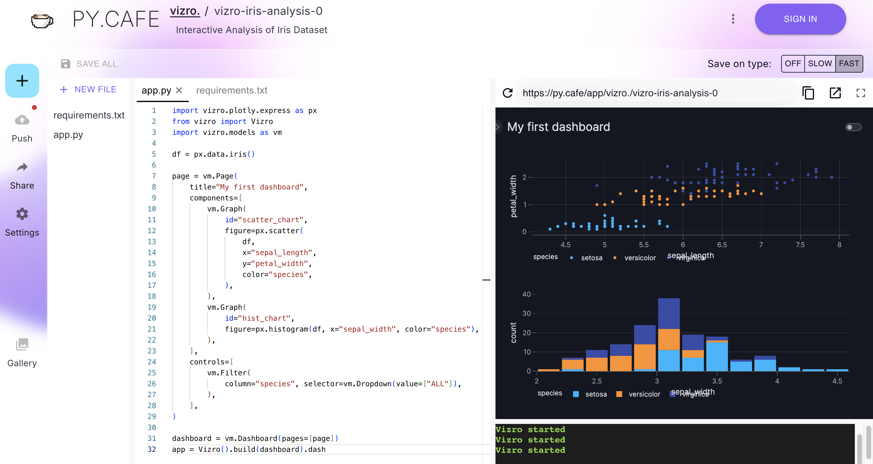 PyCafe editor