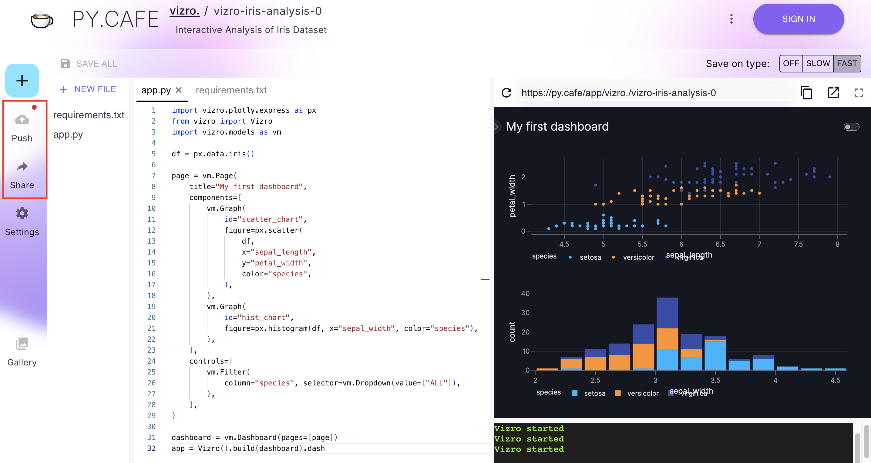 PyCafe editor